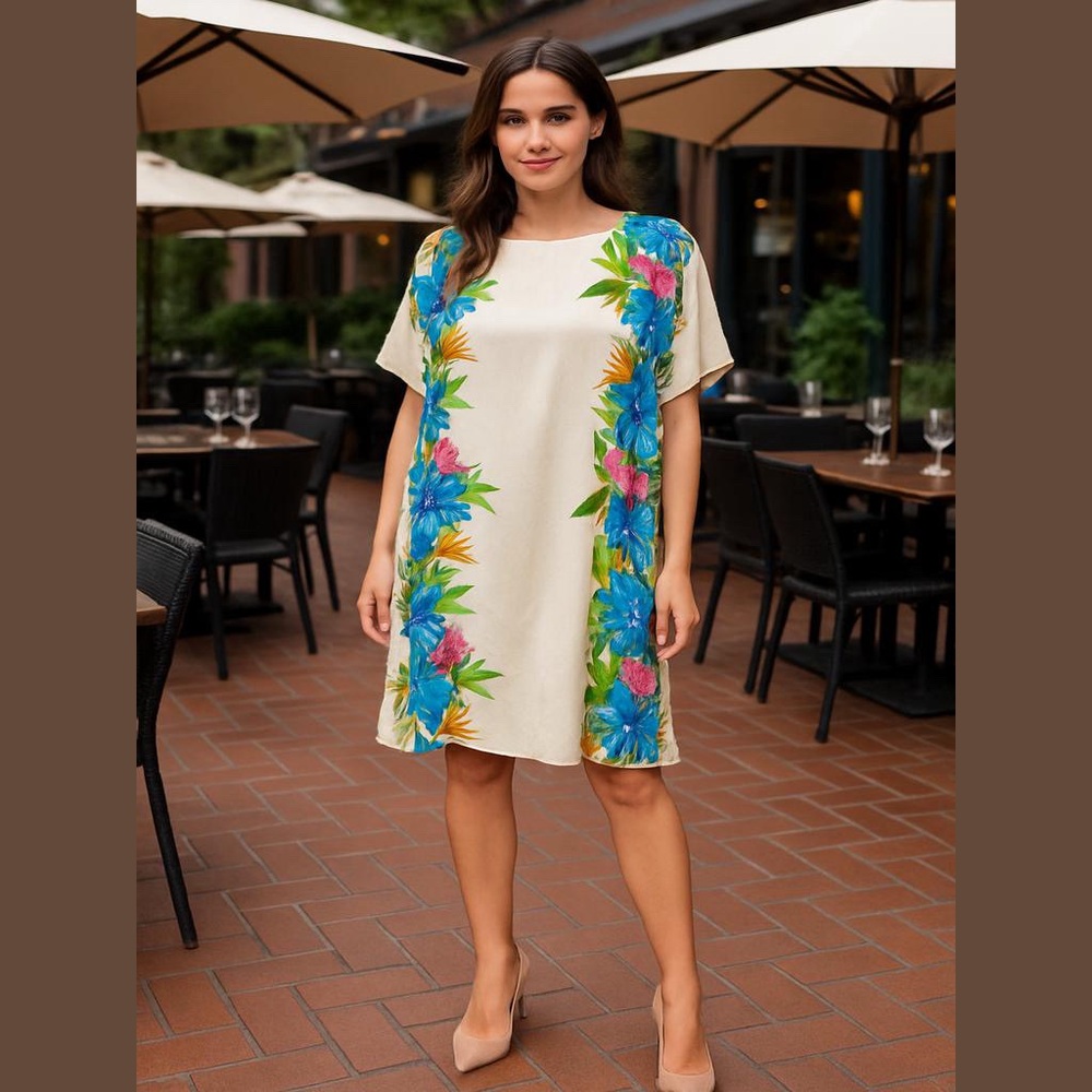 Zara floral dress kaftan satin Sz M